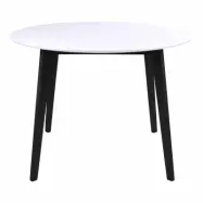 HOUSE NORDIC Vojens Matbord - Vitt Tr&auml; / Svart Gummitr&auml;, Runt