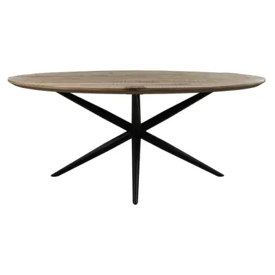 HSM COLLECTION Bern Matbord, Ovalt - Naturligt Mangoträ och Svart Järn