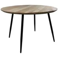 HSM COLLECTION Bern Matbord, Runt - Naturligt Mangotr&auml; och Svart J&auml;rn