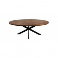HSM COLLECTION Melbourne Matbord, Oval - Naturligt Mangoträ och Svart Järn