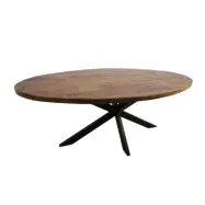 HSM COLLECTION Melbourne Matbord, Ovalt - Naturligt Mangotr&auml; och Svart J&auml;rn