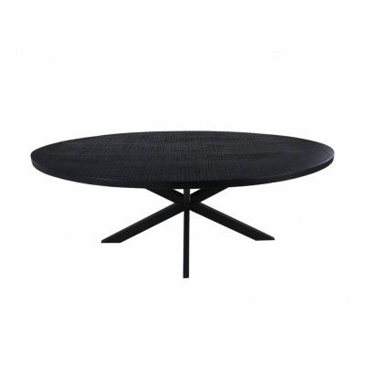 HSM COLLECTION Melbourne Matbord, Ovalt - Svart Mangoträ och Svart Järn