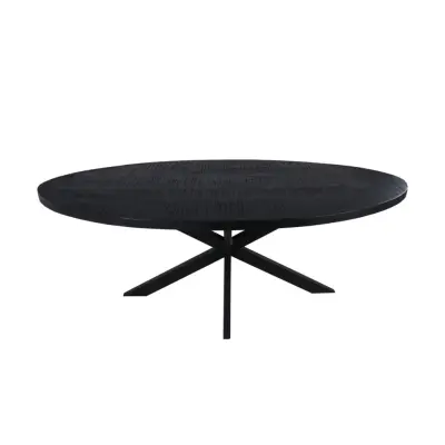 HSM COLLECTION Melbourne Matbord, Ovalt - Svart Mangoträ och Svart Järn
