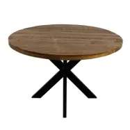 HSM COLLECTION Melbourne Matbord, Runt - Naturligt Mangotr&auml; och Svart J&auml;rn