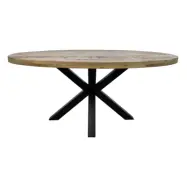 HSM COLLECTION Portland Matbord, Oval - Naturligt Mangotr&auml; och Svart J&auml;rn