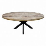 HSM COLLECTION Portland Matbord, Oval - Naturligt Mangoträ och Svart Järn