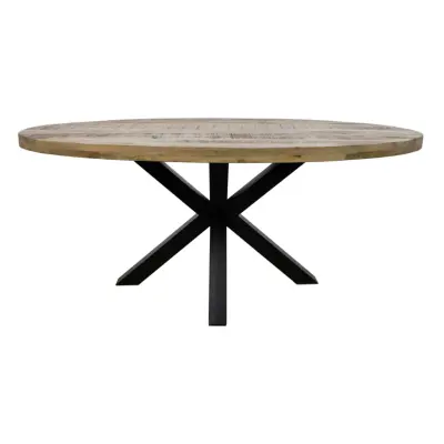 HSM COLLECTION Portland Matbord, Oval - Naturligt Mangoträ och Svart Järn