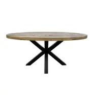 HSM COLLECTION Portland Matbord, Ovalt - Naturligt Mangotr&auml; och Svart J&auml;rn