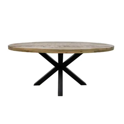 HSM COLLECTION Portland Matbord, Ovalt - Naturligt Mangoträ och Svart Järn