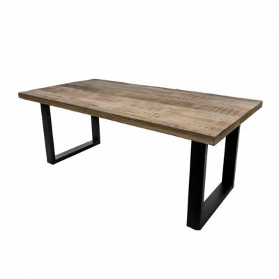 HSM COLLECTION Portland Matbord, Rektangulärt - Naturligt Mangoträ och Svart Järn