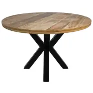 HSM COLLECTION Portland Matbord, Runt - Naturligt Mangotr&auml; och Svart J&auml;rn