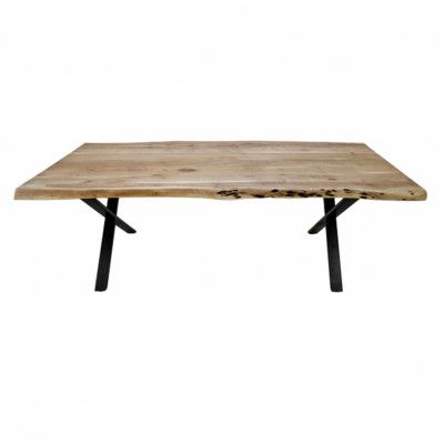 HSM COLLECTION SoHo Matbord, Rektangulärt - Naturligt Akaciaträ och Svart Järn