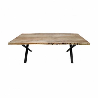 HSM COLLECTION SoHo Matbord, Rektangulärt - Naturligt Akaciaträ och Svart Järn