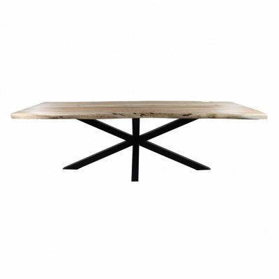 HSM COLLECTION SoHo Matbord, Rektangulärt - Naturligt Akaciaträ och Svart Järn