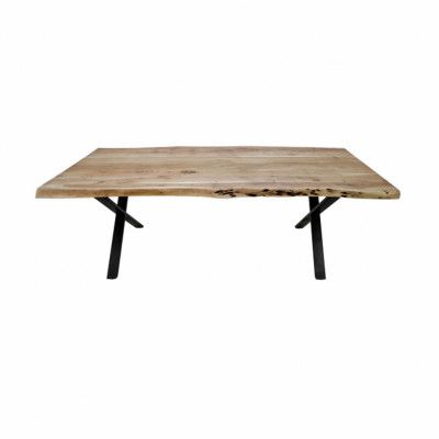 HSM COLLECTION SoHo Matbord, Rektangulärt - Naturligt Akaciaträ och Svart Järn