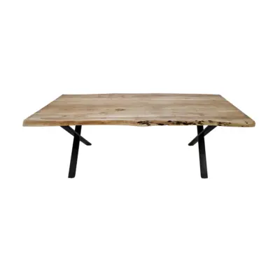 HSM COLLECTION SoHo Matbord, Rektangulärt - Naturligt Akaciaträ och Svart Järn