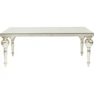 KARE DESIGN Chalet Louis matbord - tr&auml;t&auml;ckt med metallplatta och glasskiva