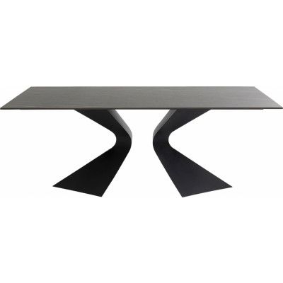 KARE DESIGN Gloria Black Ceramic matbord, rektangulärt - svart mineralmarmor och svart stål (200x100)