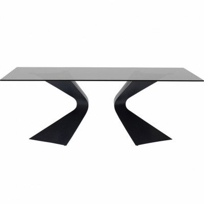 KARE DESIGN Gloria Black matbord, rektangulärt - glas och svart stål (200x100)
