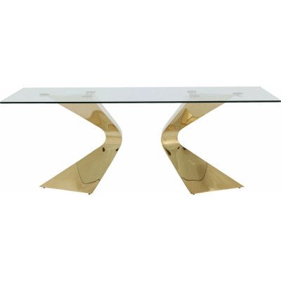 KARE DESIGN Gloria Matbord, Rektangulärt - Klarglas och Guldstål (200 x 100 cm)