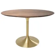 KARE DESIGN Invitation Set Walnut Brass matbord, runt - brunt valnötsfaner och mässingsstål (Ø120)