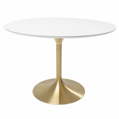 KARE DESIGN Invitation Set White Brass matbord, runt - vit MDF och mässingsstål (Ø120)