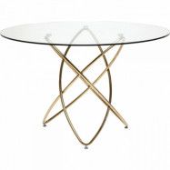 KARE DESIGN Runt Molecular Guld Matbord - Klarglas och Guldstål (Ø 120 cm)