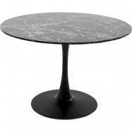 KARE DESIGN Schickeria matbord, runt - laminat i svart marmorlook och svart stål (Ø110)