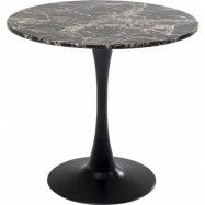 KARE DESIGN Schickeria matbord, runt - laminat i svart marmorlook och svart stål (Ø80)
