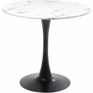 KARE DESIGN Schickeria matbord, runt - vit marmorlook laminat och svart stål (Ø80)