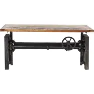 KARE DESIGN Steamboat Econo matbord, justerbart i h&ouml;jdled - brunt &aring;tervunnet tr&auml; och j&auml;rn