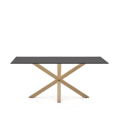 KAVE HOME Argo matbord, rektangulärt - frostat svart glas och stål med Sonoma-träfinish (180x100)