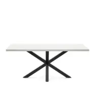 KAVE HOME Argo matbord, rektangulärt - vit melamin och svart stål (200x100)