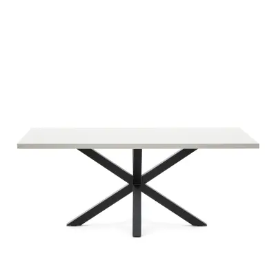 KAVE HOME Argo matbord, rektangulärt - vit melamin och svart stål (200x100)