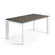 KAVE HOME Axis utdragbart keramikbord i Vulcano Ceniza finish, vita stålben 160 (220) cm