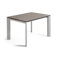KAVE HOME Axis utdragbart keramiskt bord med Vulcano Ceniza-finish och grå stålben 120 (180) cm