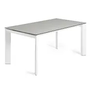 KAVE HOME Axis utdragbart porslinsbord i Hydra Lead finish med vita ben 160 (220) cm