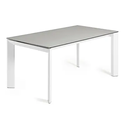 KAVE HOME Axis utdragbart porslinsbord i Hydra Lead-finish med vita ben 160 (220) cm