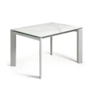 KAVE HOME Axis utdragbart porslinsbord i vit Kalos finish med gråa ben 120 (180) cm