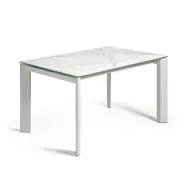 KAVE HOME Axis utdragbart porslinsbord i vit Kalos finish med gråa ben 140 (200) cm