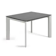 KAVE HOME Axis utdragbart porslinsbord i Volcano Rock finish med grå stålben 120 (180) cm