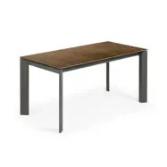 KAVE HOME Axis utdragbart porslinsbord med Iron Corten-finish och mörkgrå stålben, 160 (220