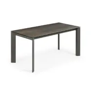 KAVE HOME Axis utdragbart porslinsbord med Iron Moss-finish och svarta stålben, 160 (220) cm
