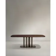 KAVE HOME Melvar matbord. rektangulärt - brun valnötsfaner och borstat rostfritt stål (220x110)