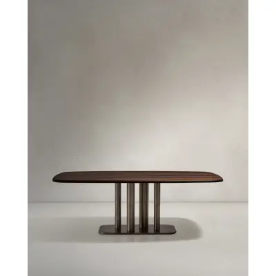 KAVE HOME Melvar matbord. rektangulärt - brun valnötsfaner och borstat rostfritt stål (220x110)