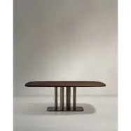 KAVE HOME Melvar matbord. rektangulärt - brunt valnötsfaner och borstat rostfritt stål (180x100)