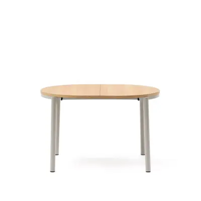 KAVE HOME Montuiri matbord, med utdragbar platta - ekfaner och grått stål (120(200)x90)