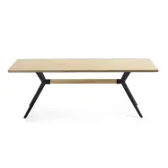 KAVE HOME Ametist matbord, rektangulärt - vitkalkad ekfaner och svart stål (160x90)