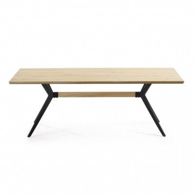 KAVE HOME Ametist matbord, rektangulärt - vitkalkad ekfaner och svart stål (160x90)