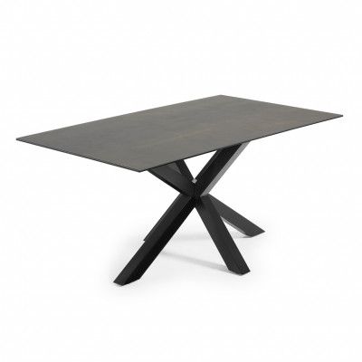 KAVE HOME Argo matbord, rektangulärt - Iron Moss keramik och svart stål 180x100)